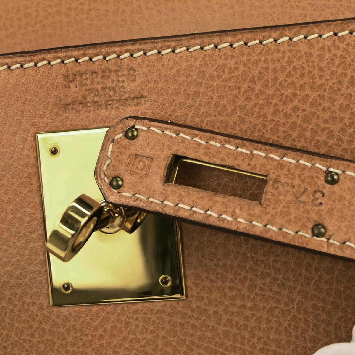 Hermes 2003 Gold Ardennes Kelly 32 Sellier 2way Shoulder Handbag