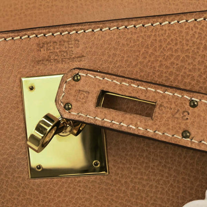 Hermes 2003 Gold Ardennes Kelly 32 Sellier 2way Shoulder Handbag