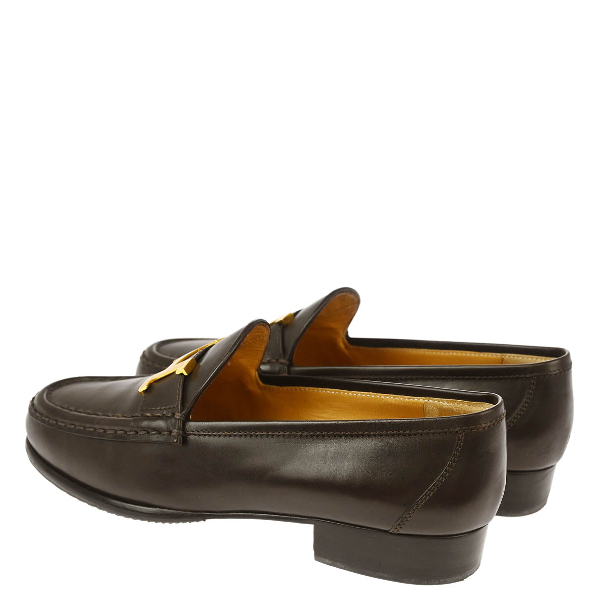 Hermes * Brown Constance Loafers Shoes #35 1/2