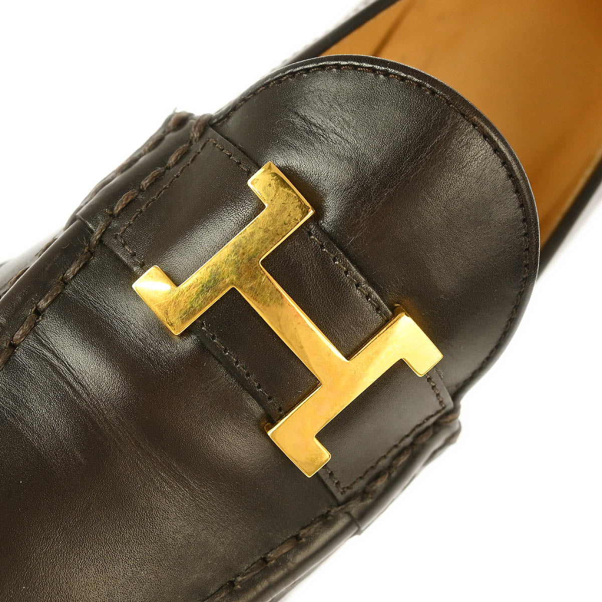 Hermes * Brown Constance Loafers Shoes #35 1/2