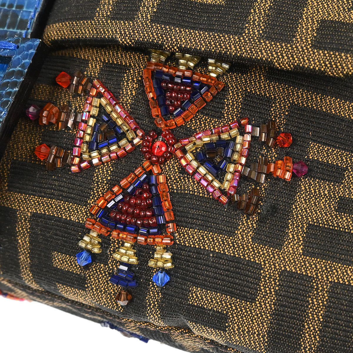 Fendi * 2000 Brown Crocodile Zucca Baguette Handbag