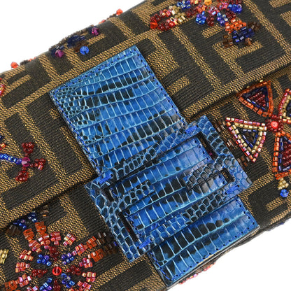 Fendi * 2000 Brown Crocodile Zucca Baguette Handbag