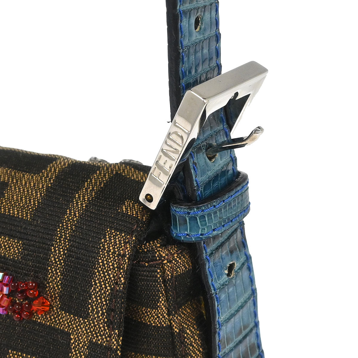 Fendi * 2000 Brown Crocodile Zucca Baguette Handbag