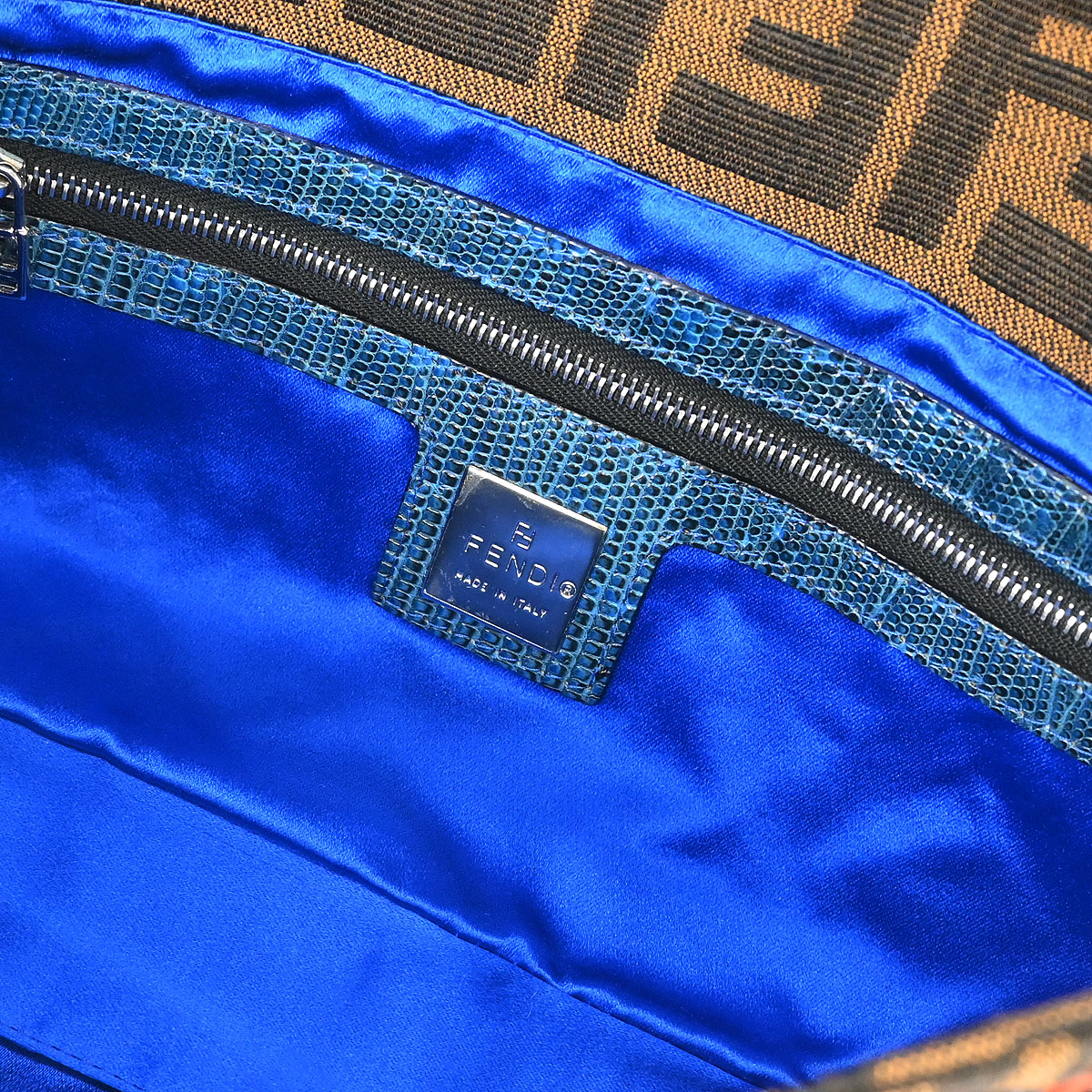 Fendi * 2000 Brown Crocodile Zucca Baguette Handbag