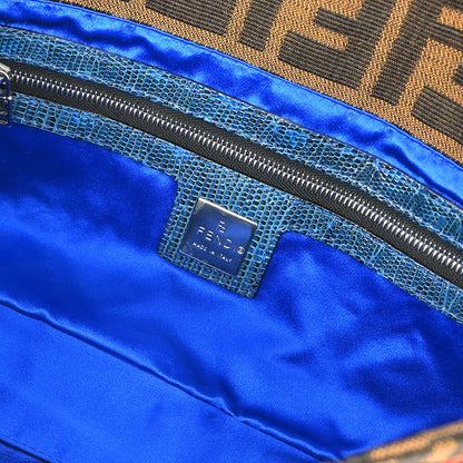 Fendi * 2000 Brown Crocodile Zucca Baguette Handbag