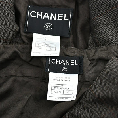 Chanel Setup Suit Jacket Skirt Brown 98A #42