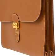 Hermes 1999 Gold Courchevel Sac a Depeches 38 Briefcase