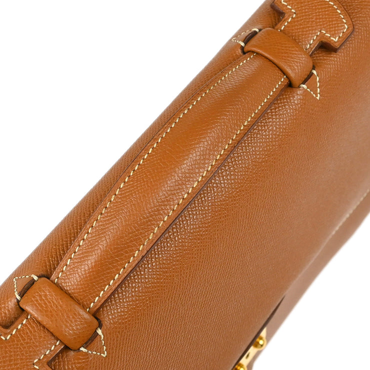 Hermes 1999 Gold Courchevel Sac a Depeches 38 Briefcase