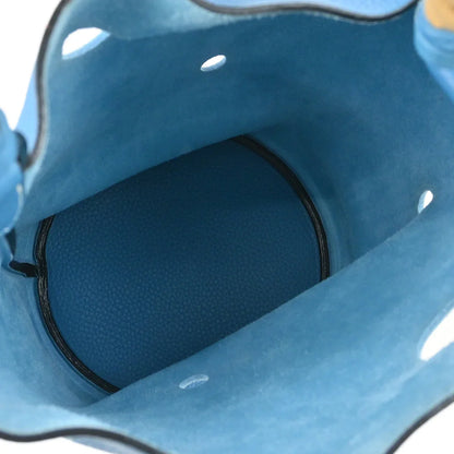 Hermes 2005 Blue Jean Taurillon Clemence Mangeoire MM Handbag