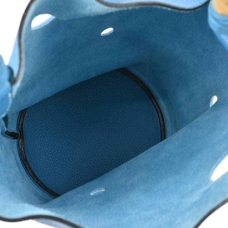 Hermes Blue Jean Taurillon Clemence Mangeoire MM Handbag