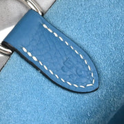 Hermes Blue Jean Taurillon Clemence Mangeoire MM Handbag