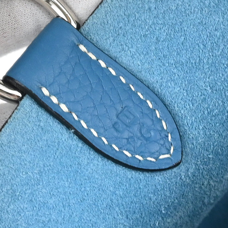 Hermes Blue Jean Taurillon Clemence Mangeoire MM Handbag