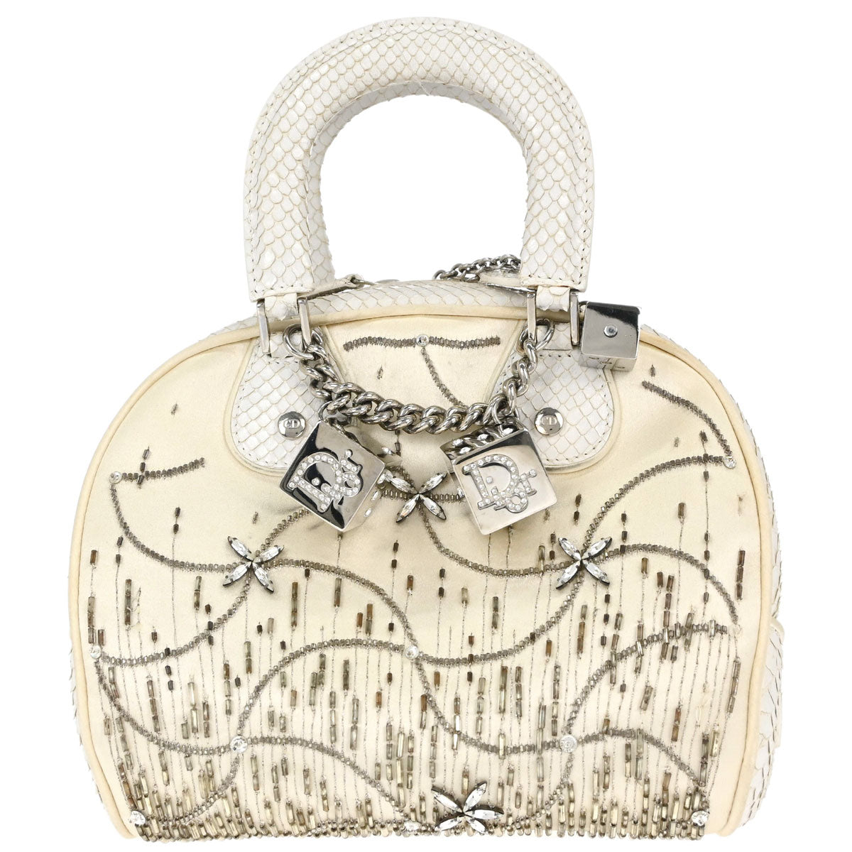 Christian Dior * White Python Gambler Dice Handbag