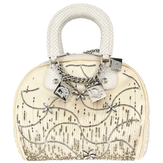 Christian Dior * White Python Gambler Dice Handbag