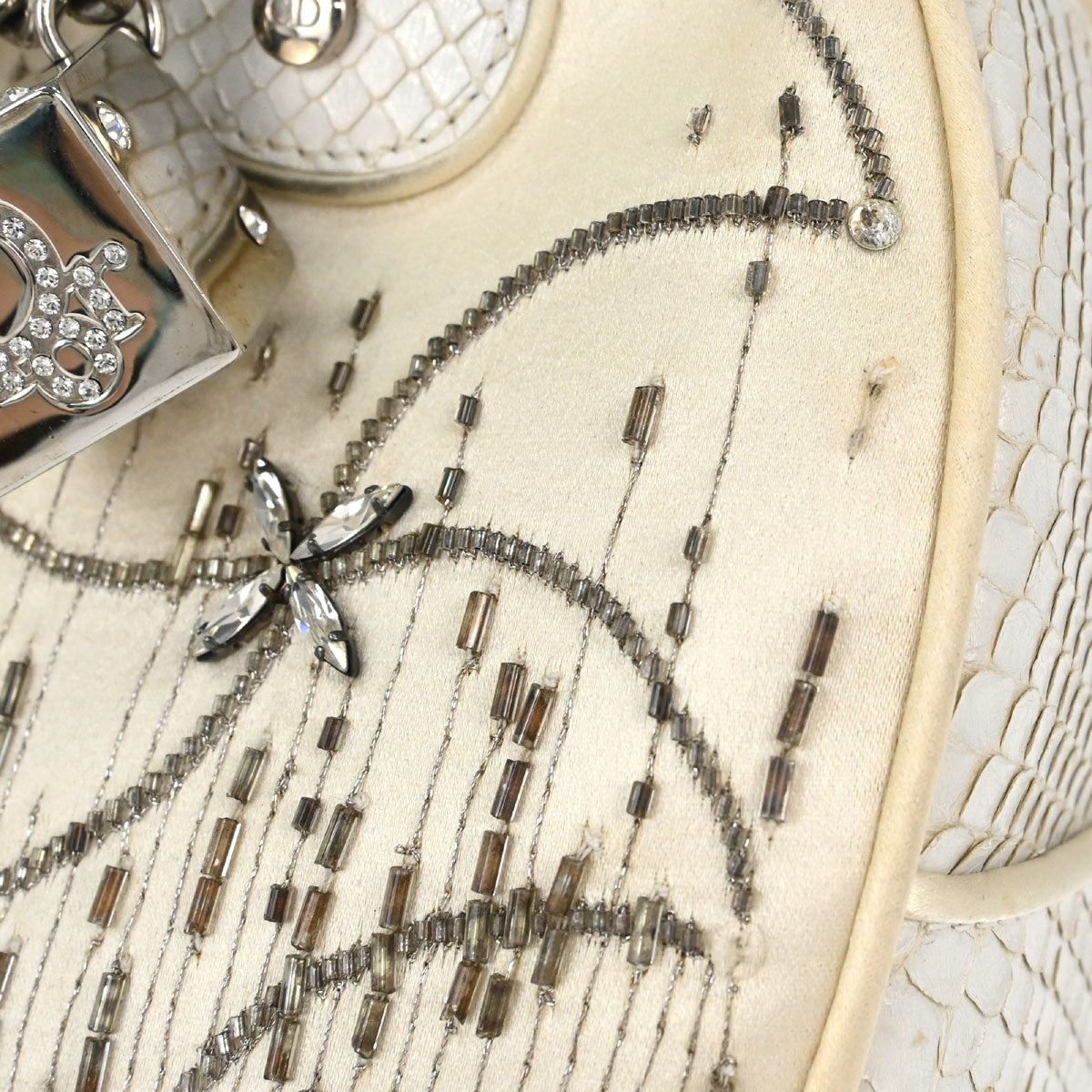 Christian Dior * White Python Gambler Dice Handbag