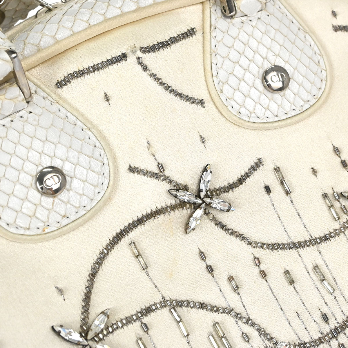 Christian Dior * White Python Gambler Dice Handbag