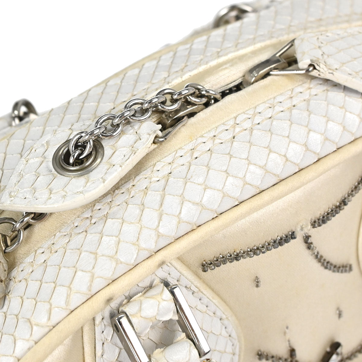 Christian Dior * White Python Gambler Dice Handbag