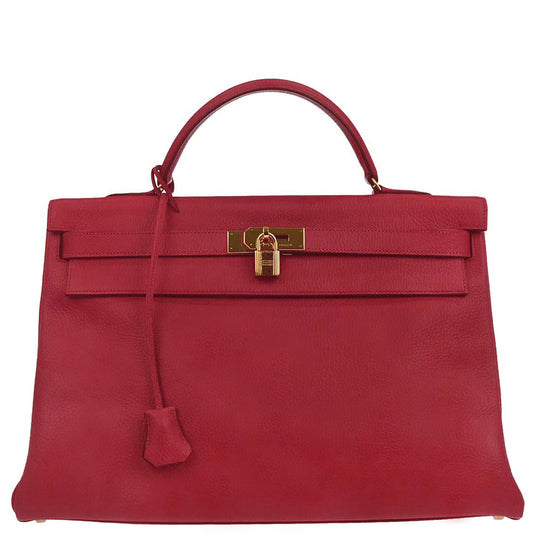 Hermes Rouge Garance Ardennes Kelly 40 Retourne Handbag