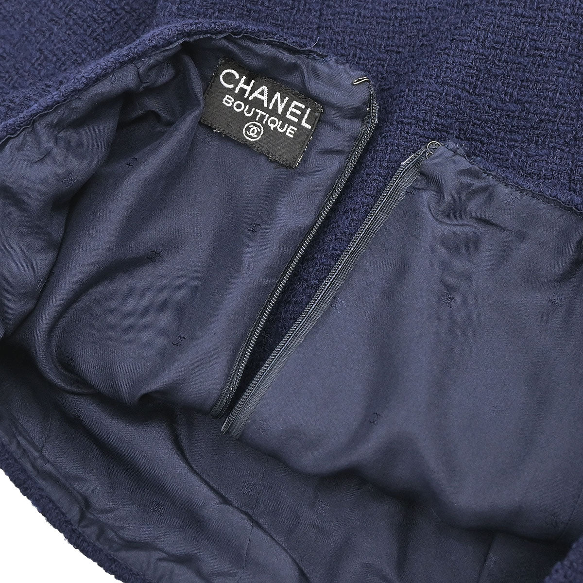 Chanel Setup Suit Jacket Skirt Navy #38