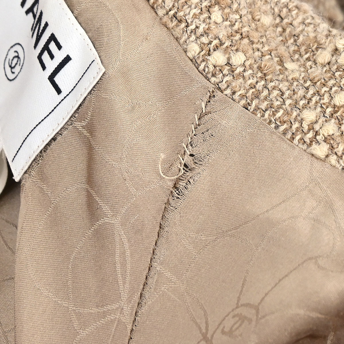 Chanel 2001 Single Breasted Coat Beige #38