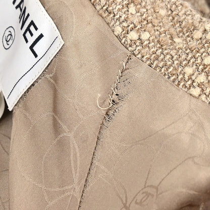 Chanel 2001 Single Breasted Coat Beige #38