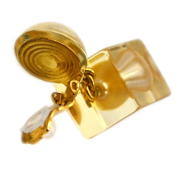 CHANEL * 1997 Faux Teardrop Pearl Dangle Earrings Clip-On Gold