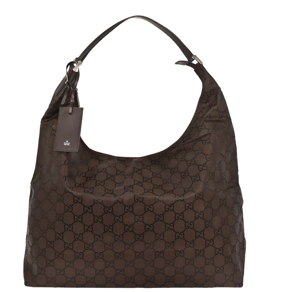 Gucci Brown Nylon GG Hobo Handbag