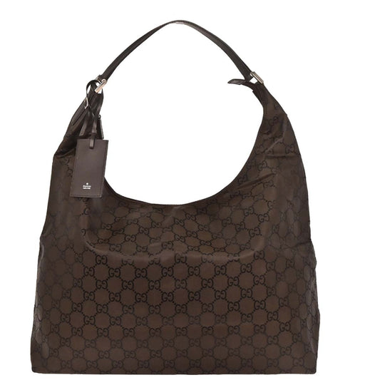 Gucci Brown Nylon GG Hobo Handbag