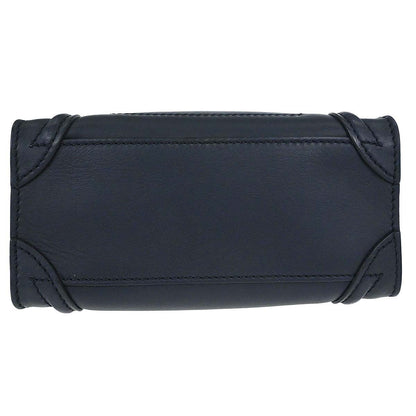 Celine Navy Leather Nano Luggage 2way Shoulder Tote Bag