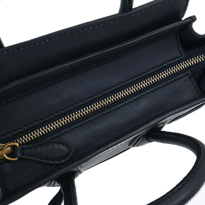 Celine Navy Leather Nano Luggage 2way Shoulder Tote Bag
