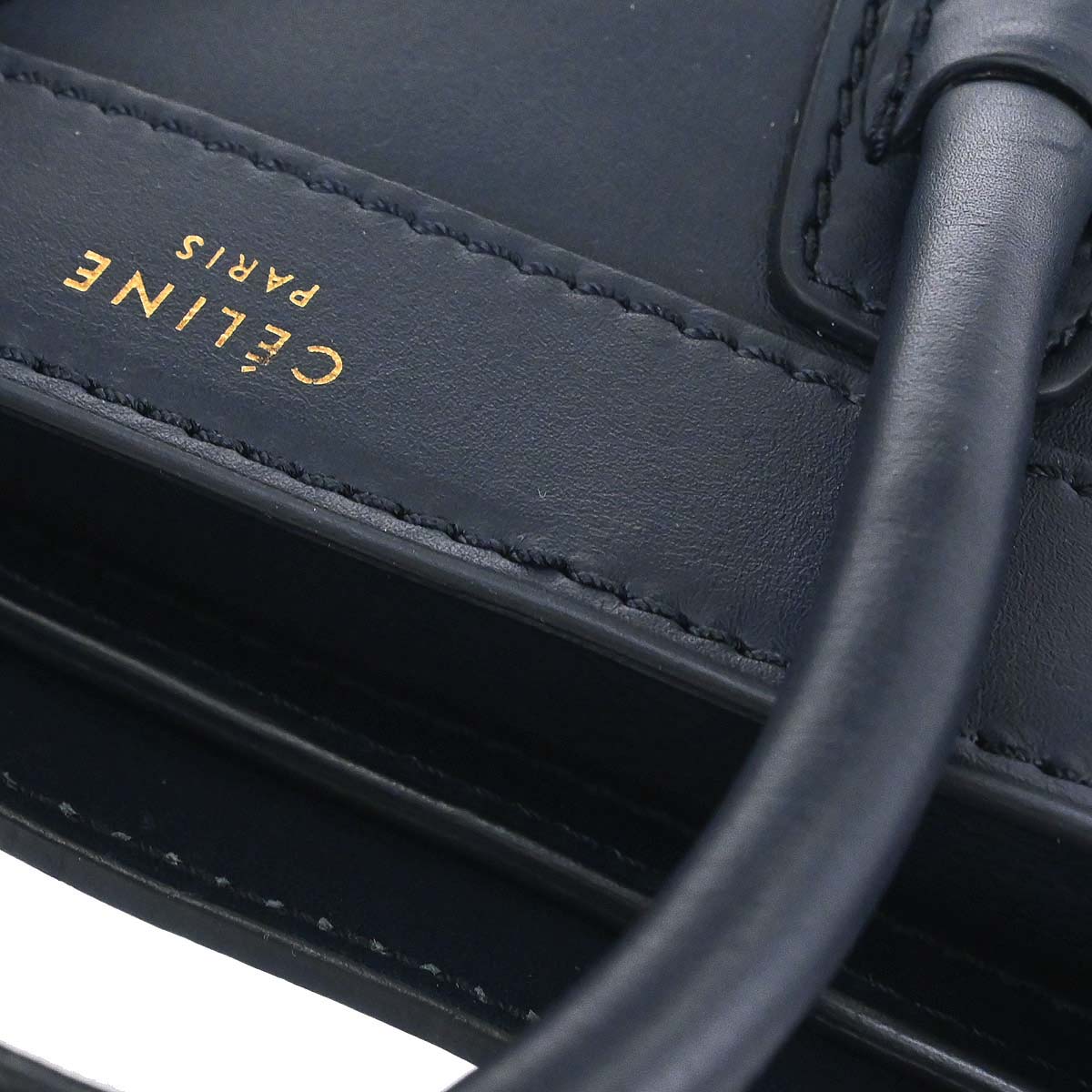 Celine Navy Leather Nano Luggage 2way Shoulder Tote Bag