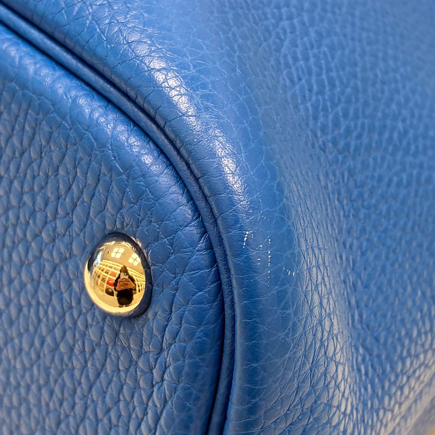Hermes Blue Hydra Taurillon Clemence Bolide 31 2way Shoulder Handbag