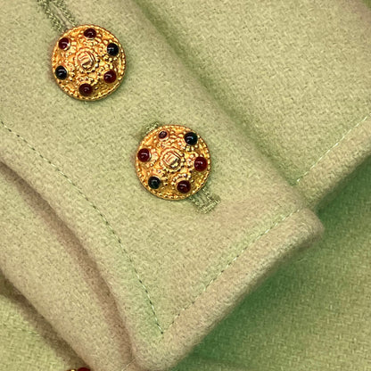 Chanel 1996 Gripoix Button Jacket Green #36