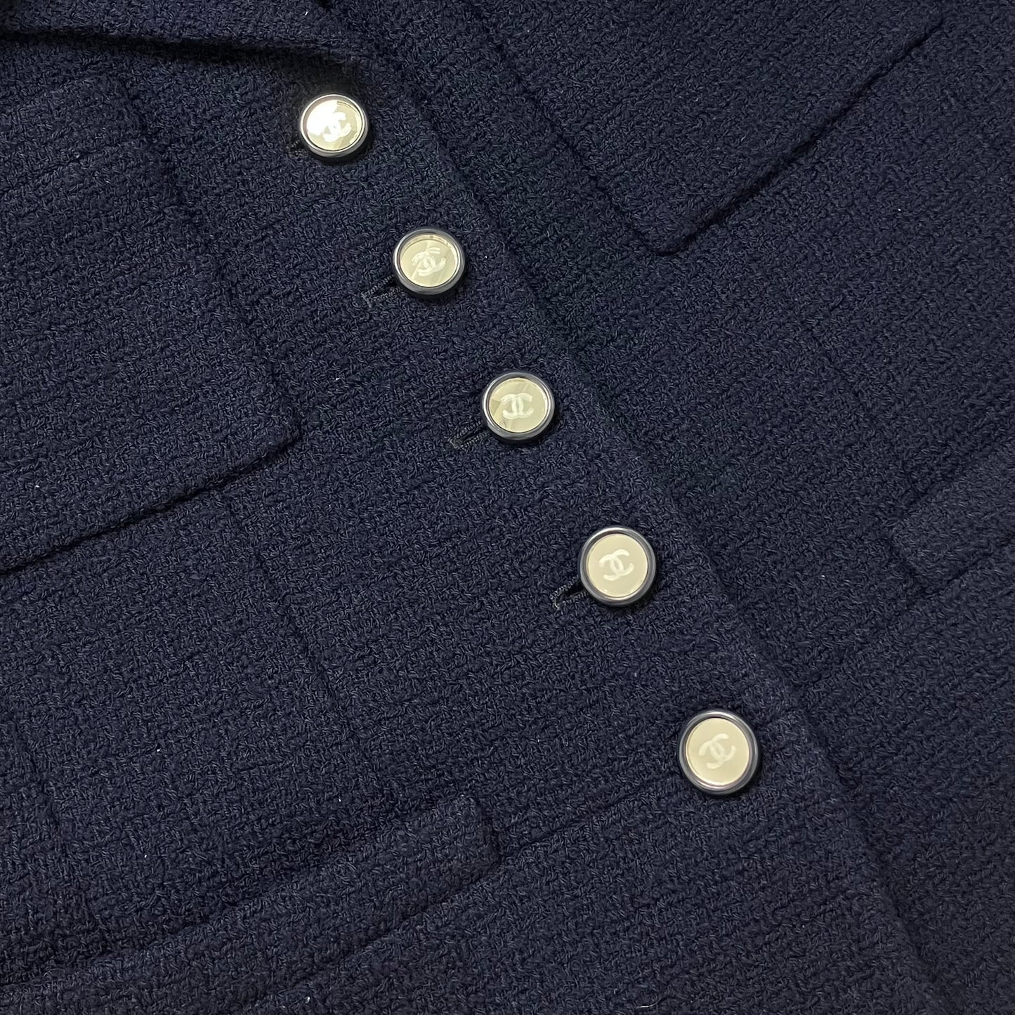 Chanel Setup Suit Jacket Skirt Navy #38