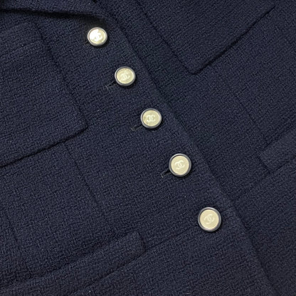Chanel Setup Suit Jacket Skirt Navy #38