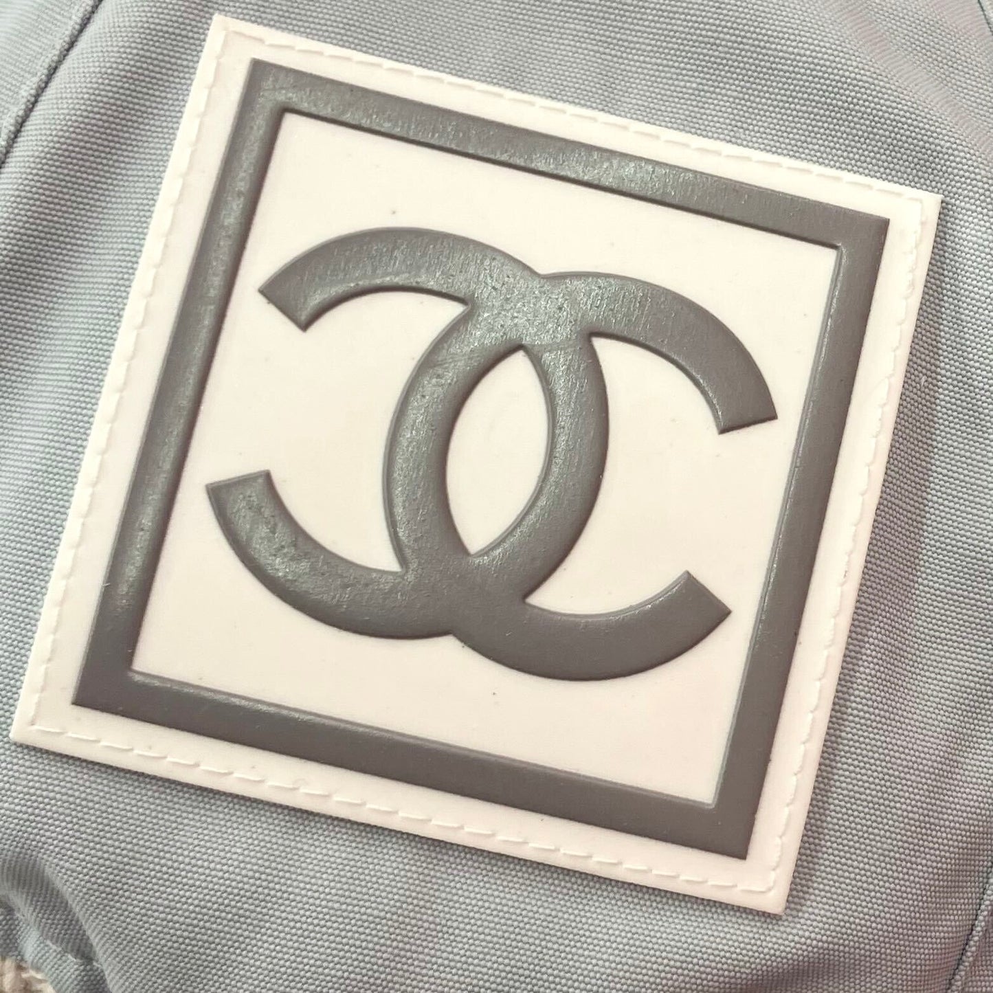 Chanel Light Blue Knit Cap Hat Sport Line #M Small Good