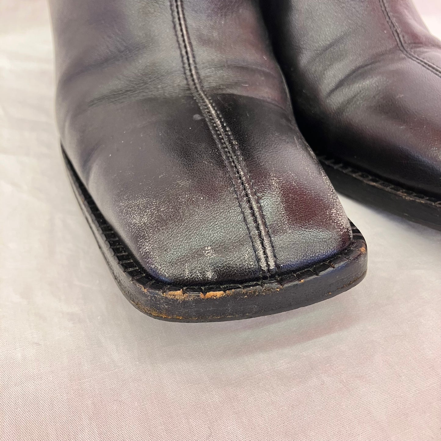 Chanel * Black Leather Short Boots Shoes #36 1/2