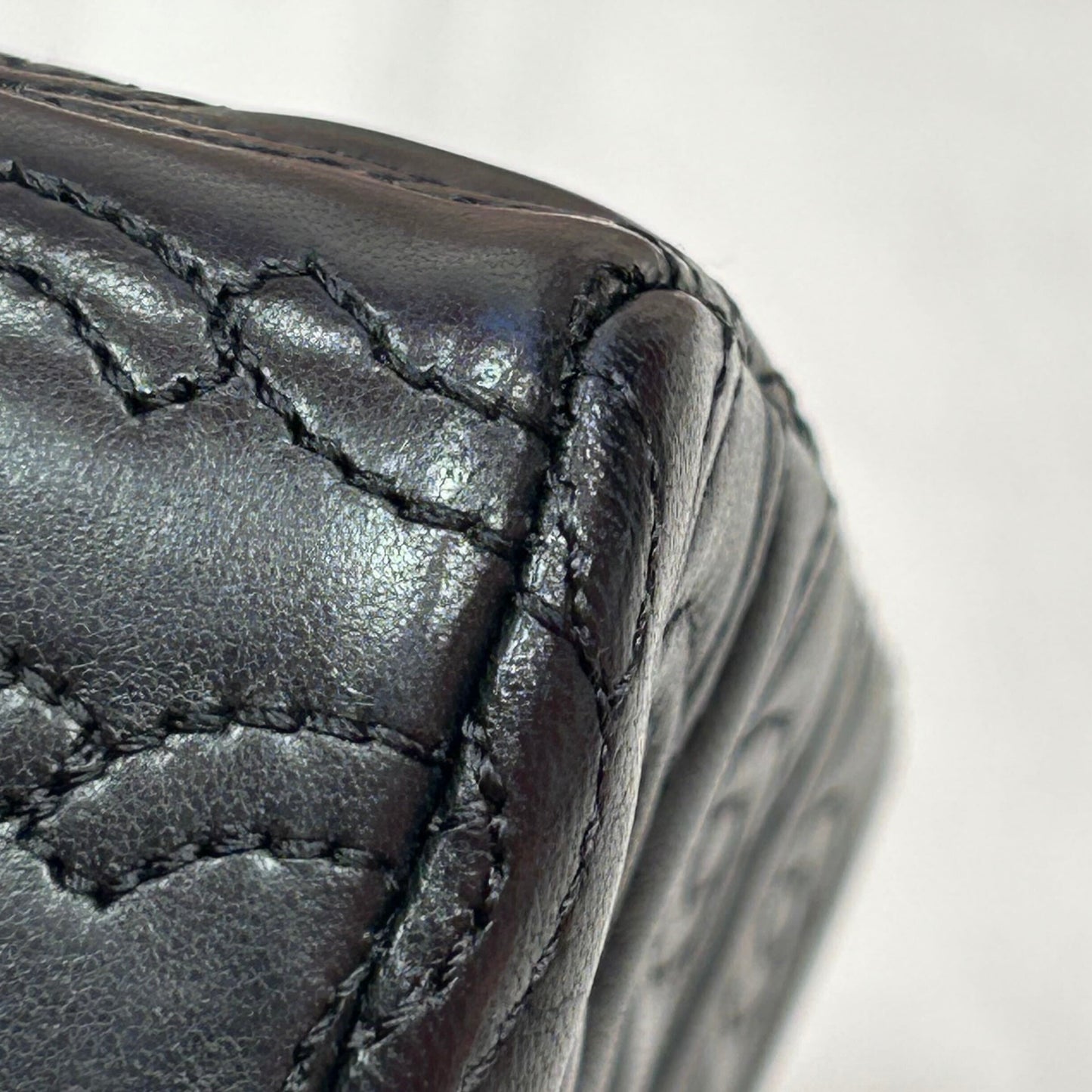 Chanel 2014 Black Lambskin CC Stitch Shoulder Bag
