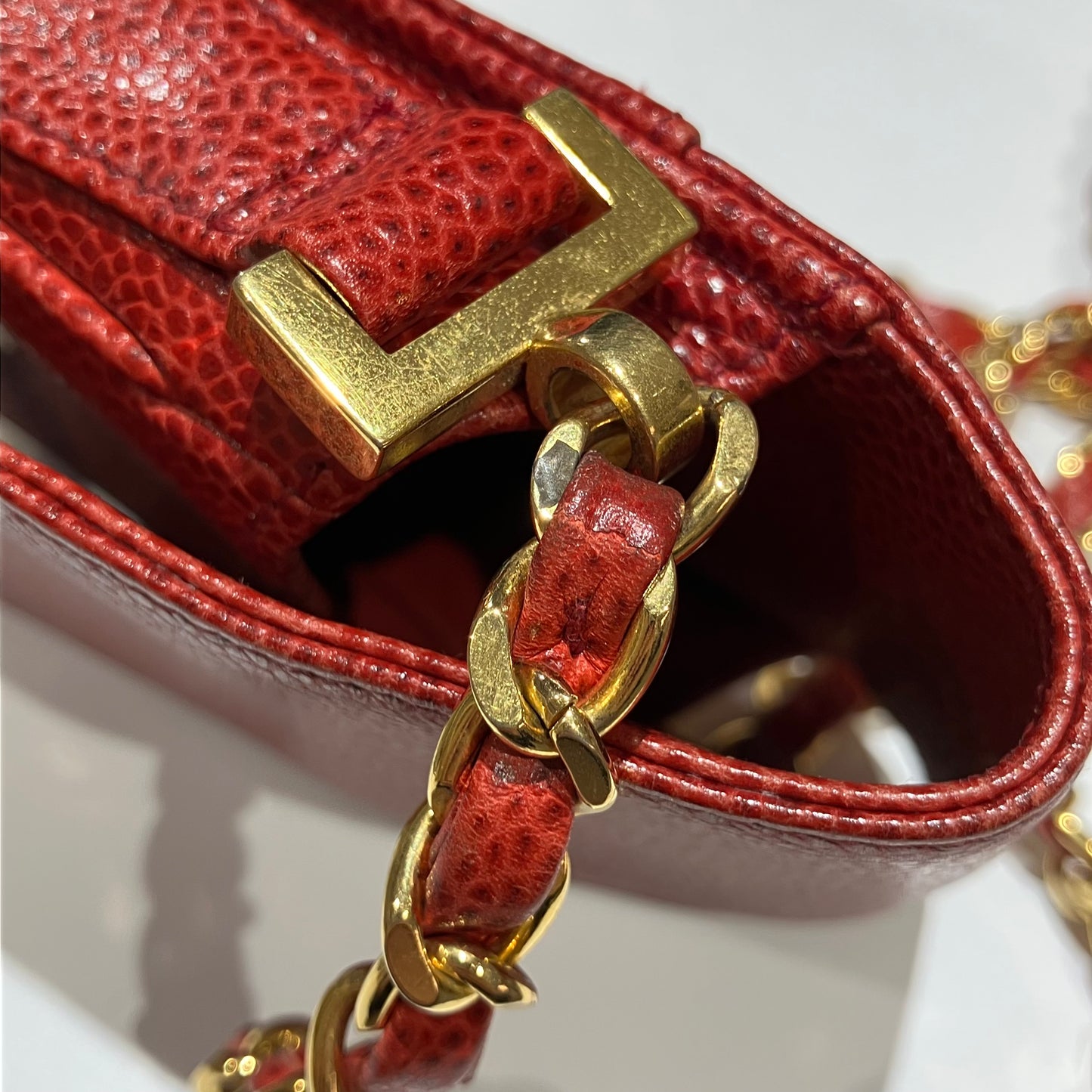Chanel Red Caviar Chain Shoulder Phone Case