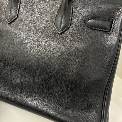 Hermes Black Veau Evergrain Birkin 30 Handbag