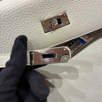 Hermes Light Gray Taurillon Clemence Kelly 32 Retourne 2way Shoulder Handbag