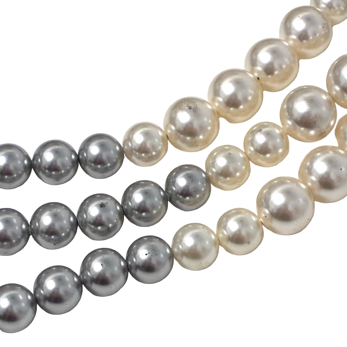 Chanel CC Silver Costume Pearl Chain Necklace