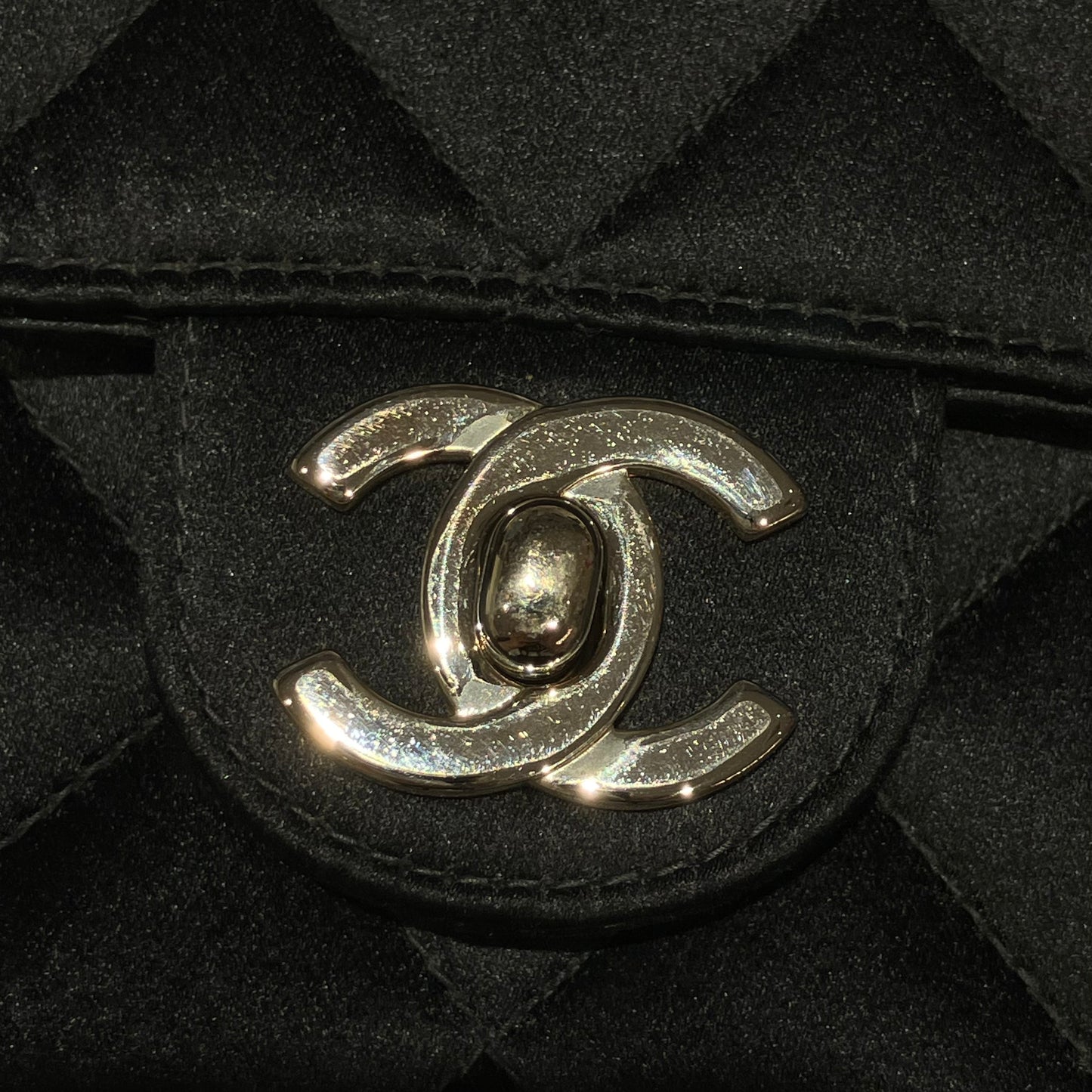 Chanel 1996-1997 Black Satin Mini Classic Square Flap Handbag