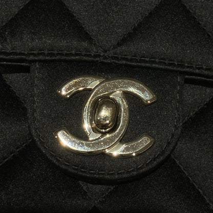 Chanel 1996-1997 Black Satin Mini Classic Square Flap Handbag