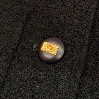 Chanel 1992 Single Breasted Collarless Jacket Black #36