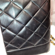 Chanel 1991-1994 Black Lambskin Small Diana Shoulder Bag