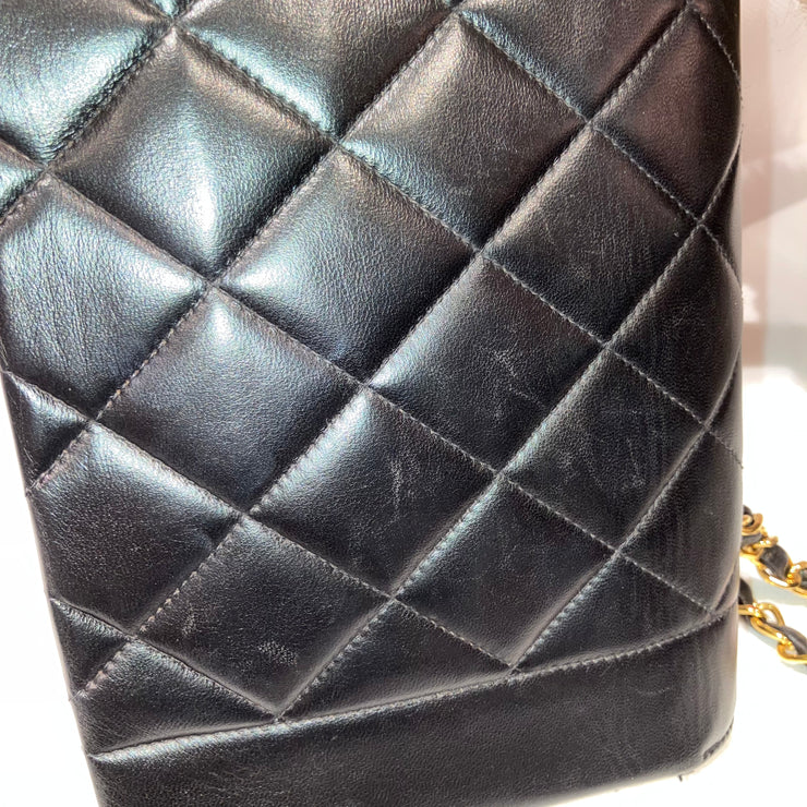 Chanel 1991-1994 Black Lambskin Small Diana Shoulder Bag