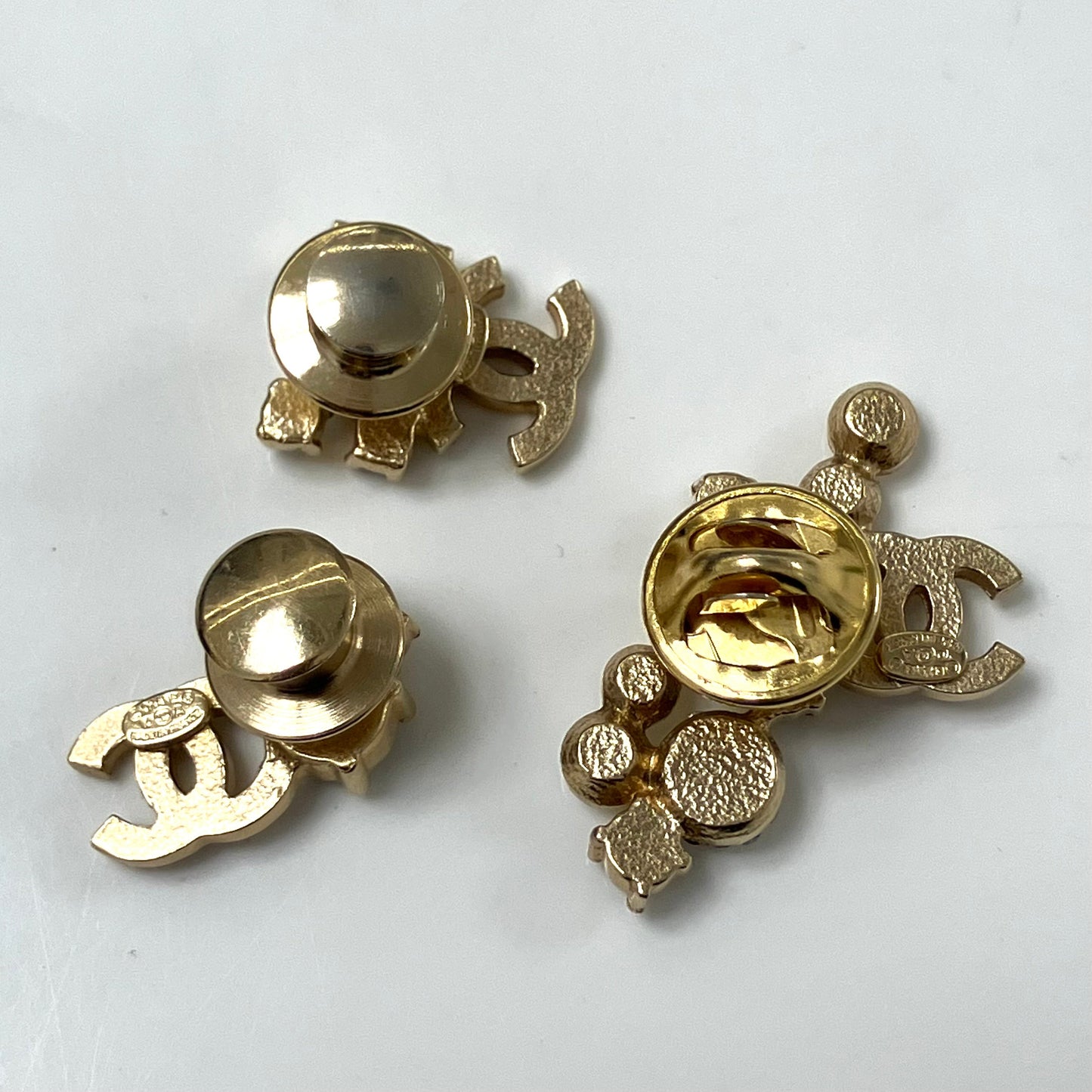 Chanel Brooch Set Pin Rhinestone Gold 10A