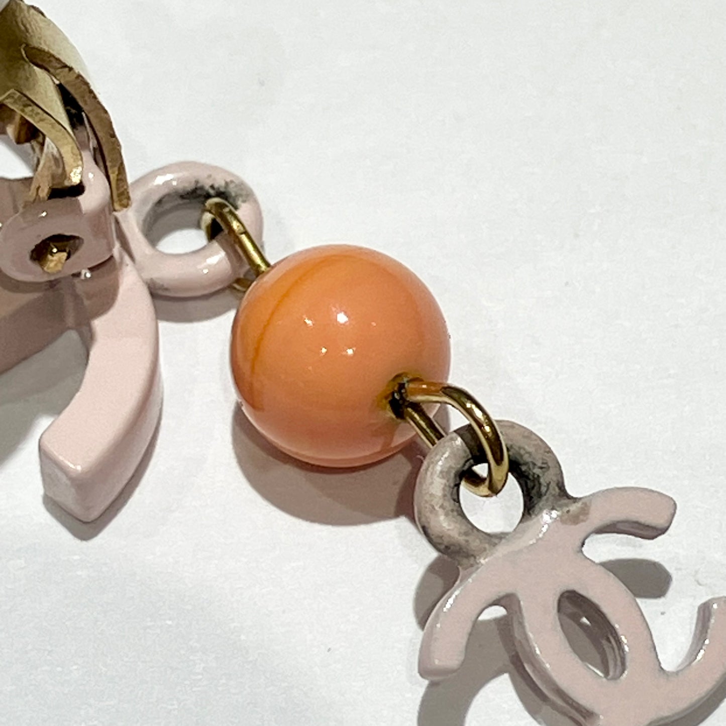 Chanel Dangle Earrings Clip-On Pink 03S
