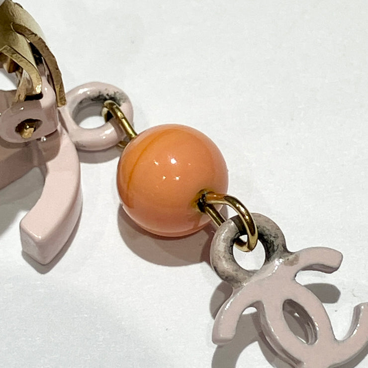 Chanel Dangle Earrings Clip-On Pink 03S